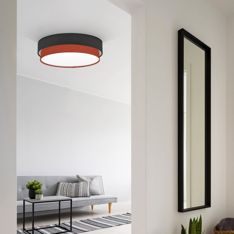 Avory Flush Mount, Black / Brick Red
