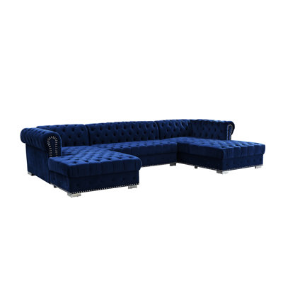 Canapé modulaire d'angle large de 107 po avec 10 coussins Ganya