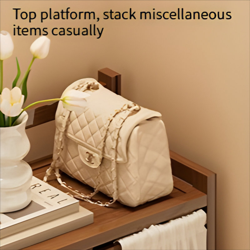 Narrow Multi-Layer Foldable Bamboo Shoe Rack With Dust-Proof Curtain For Home Entryway