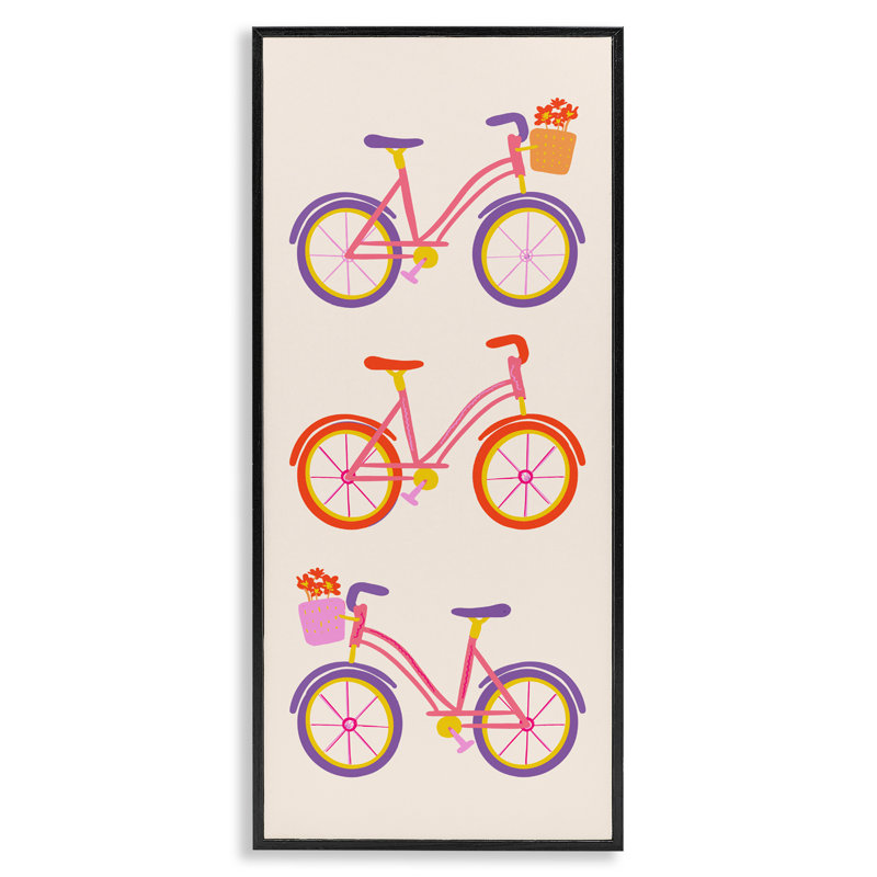 «Bright Bikes», giclée encadrée par Dina Riddle, H 24 po x l 10 po, Giclée encadrée noir minuit