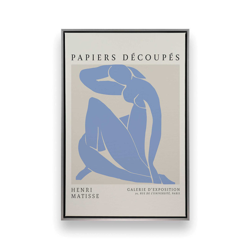 Blue Nude II Matisse, affiche d'art, H 18,75 po x l 12,75 po x P 1,75 po, Cadre flottant en chrome poli