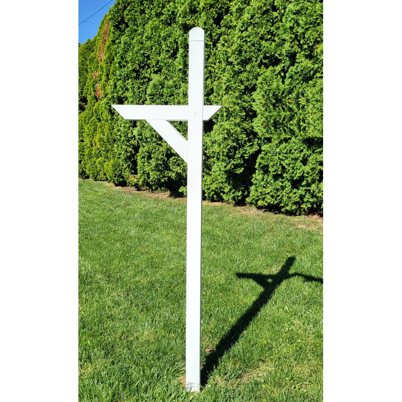 Amish Mailbox + Post Set, Beige, White