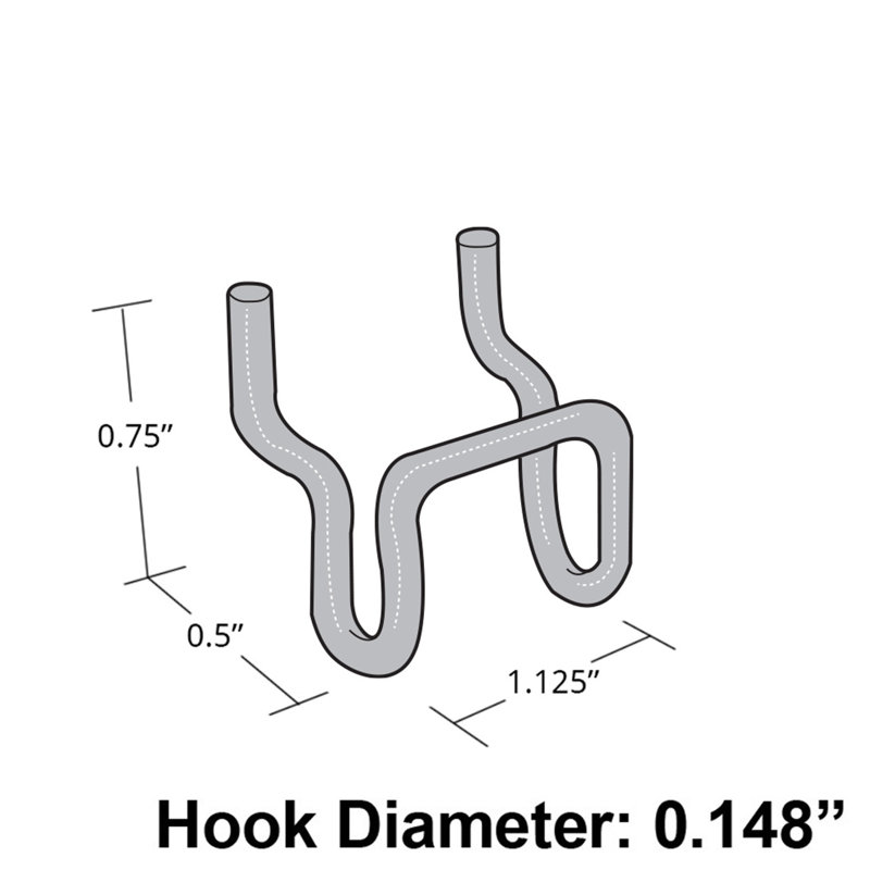 Crochet en U en métal: 1,125 po x P 0,5 po x H 0,75 po: diamètre de 0,148 po, paquet de 20
