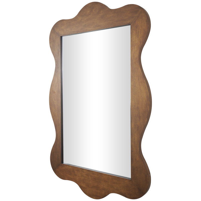 Miroir mural en bois avec cadre large ondulé