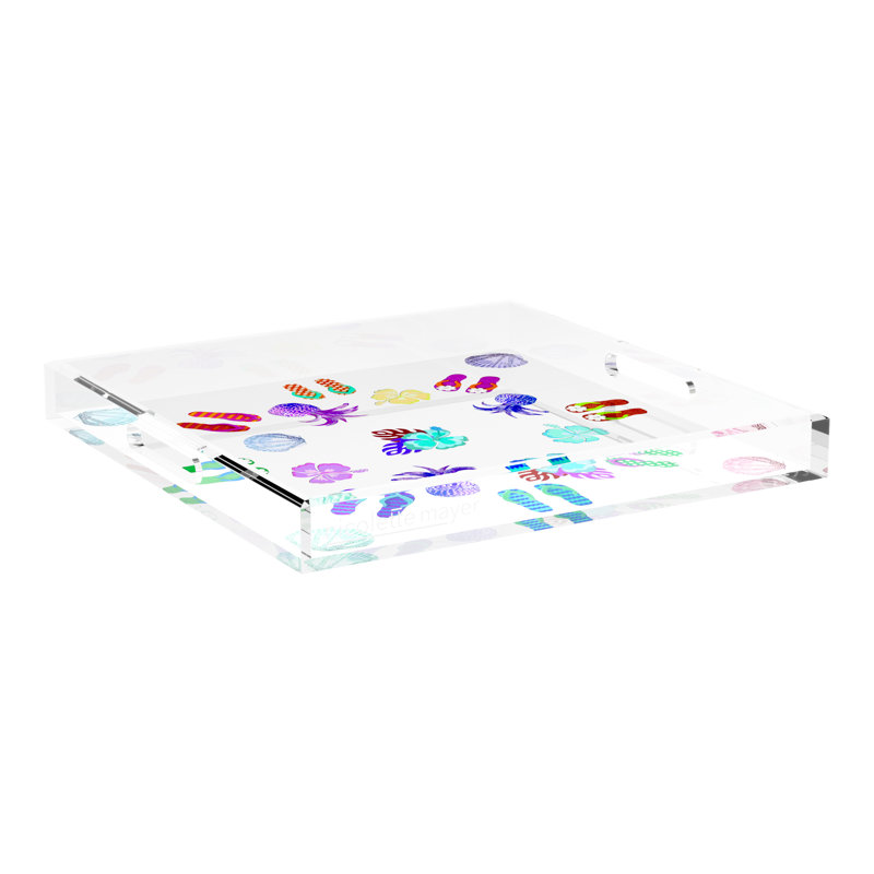 Winter in Florida Acrylic Square Decorative Tray, Colorful, 18"W x 18"D x 2"H