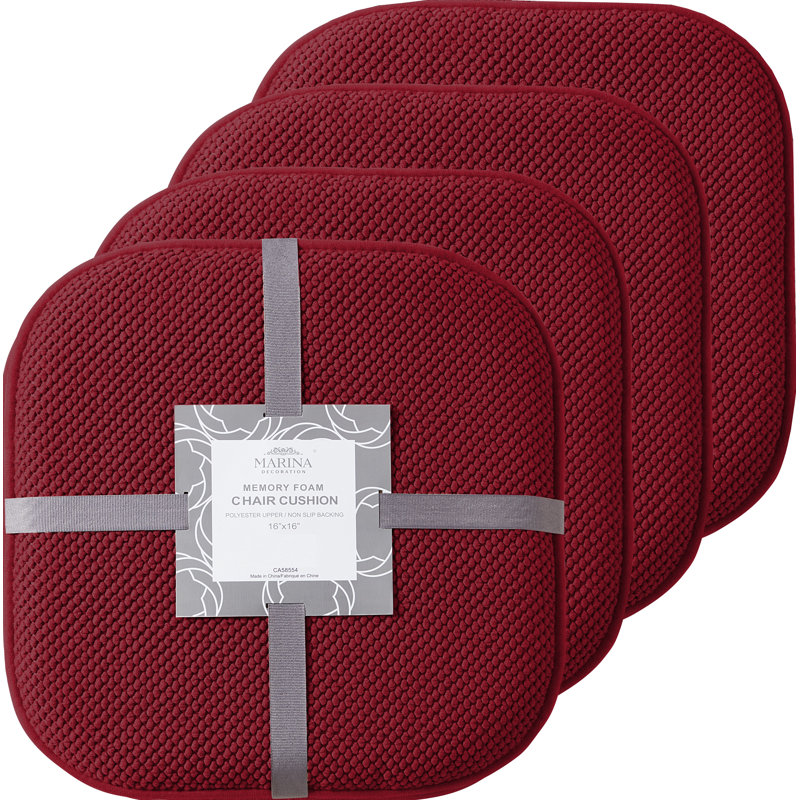 Coussin de siège en mousse à mémoire de forme antidérapant Honeycomb 16 x 16 po, paquet de 4 pièces couleur bourgogne