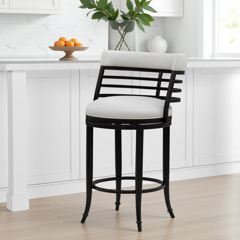 Tabouret de bar pivotant à hauteur de comptoir Conover, Tabouret de comptoir (siège d'une hauteur de 26 p, Blanc