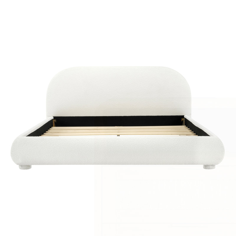 Lit tapissier en tissu de style crème, Crème