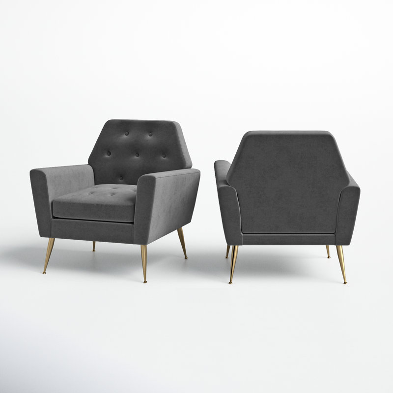Thaddeus Velvet Armchair, Gray Velvet