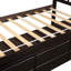 Lit plateforme simple en bois massif avec rangement, design espresso moderne pour maison familiale