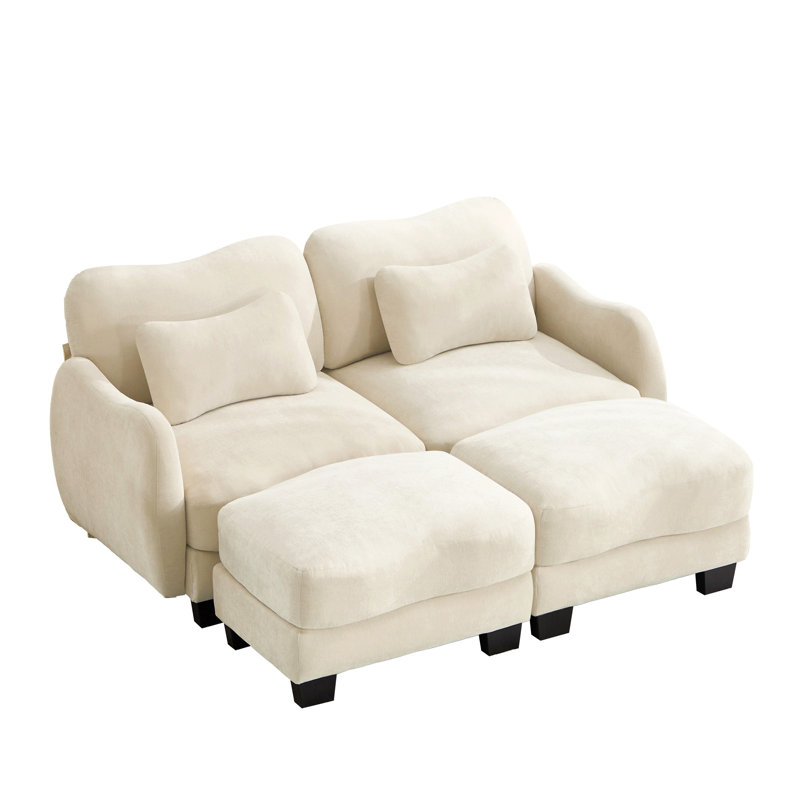 Canapé de soutien en chenille avec coussin de taille délicate et repose-pieds mobile, conception ergonomique incurvée, canapé modulaire facile à assembler pour le bureau du salon