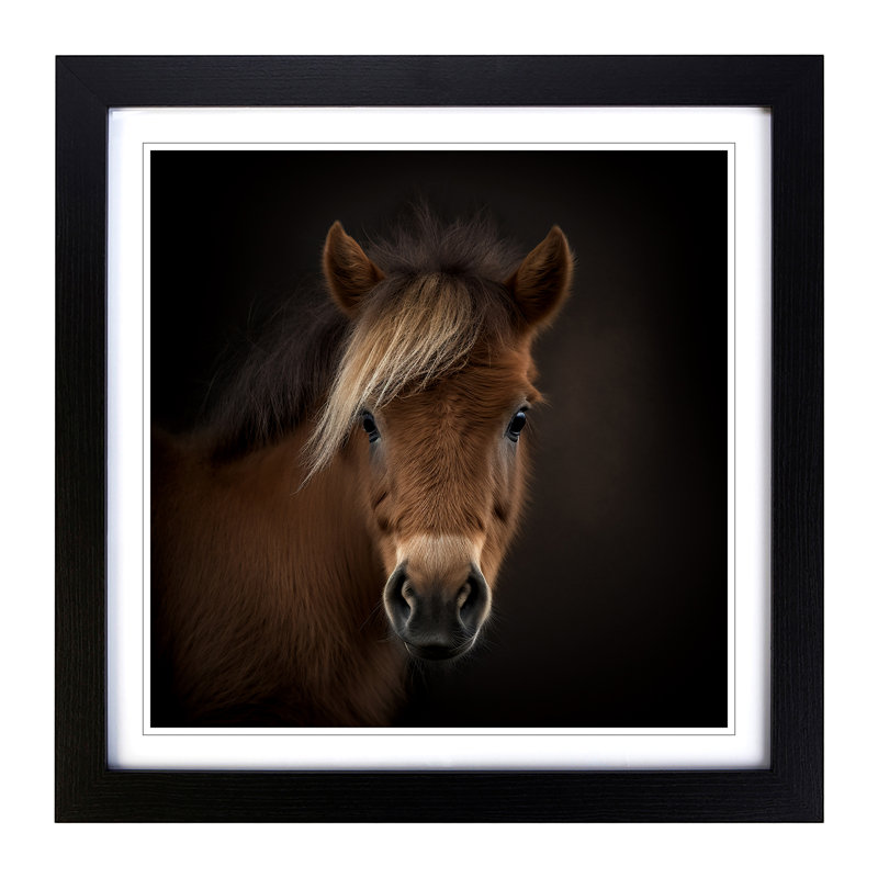 Pony - Single Picture Frame Print on Wood, Walnut