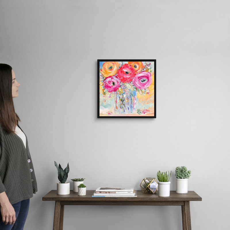 Reproduction d’art sur toile « burst of Bloom » par Robby Ebert, Impression encadrée, H 18 po x l 18 po, Noir