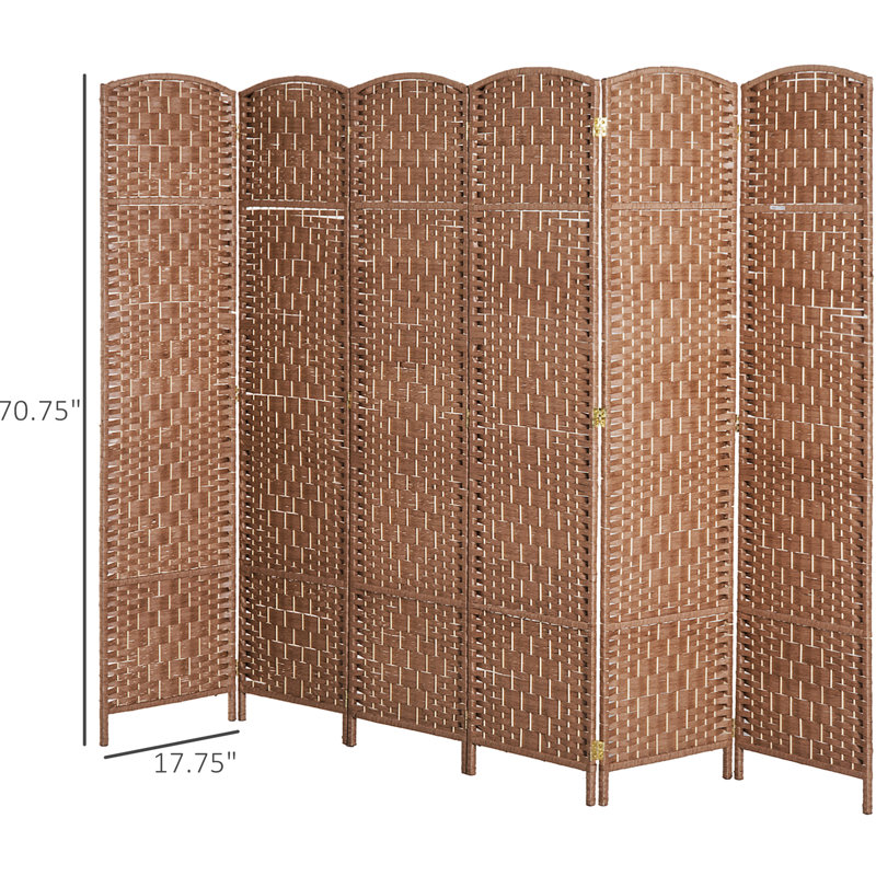 Paravent naturel d'intimité de 6 pi avec cloison élégante à 6 panneaux, séparateur portatif et pliable - Tissage élégant, 6 cloisons