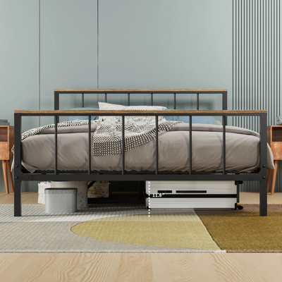 Metal Platform Bed Frame With Headboard And Footboard, Sturdy Metal Frame, Under Bed Storage