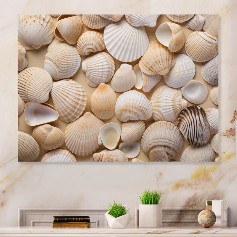 Décoration murale coquillage beige coquillage Symphony II - palourde en métal, H 12 po x l 20 po x P 1 po