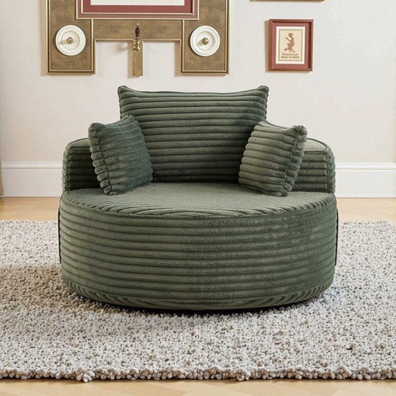 Fauteuil-lit moelleux de 50 po L en velours côtelé simple sans assemblage requis, Vert