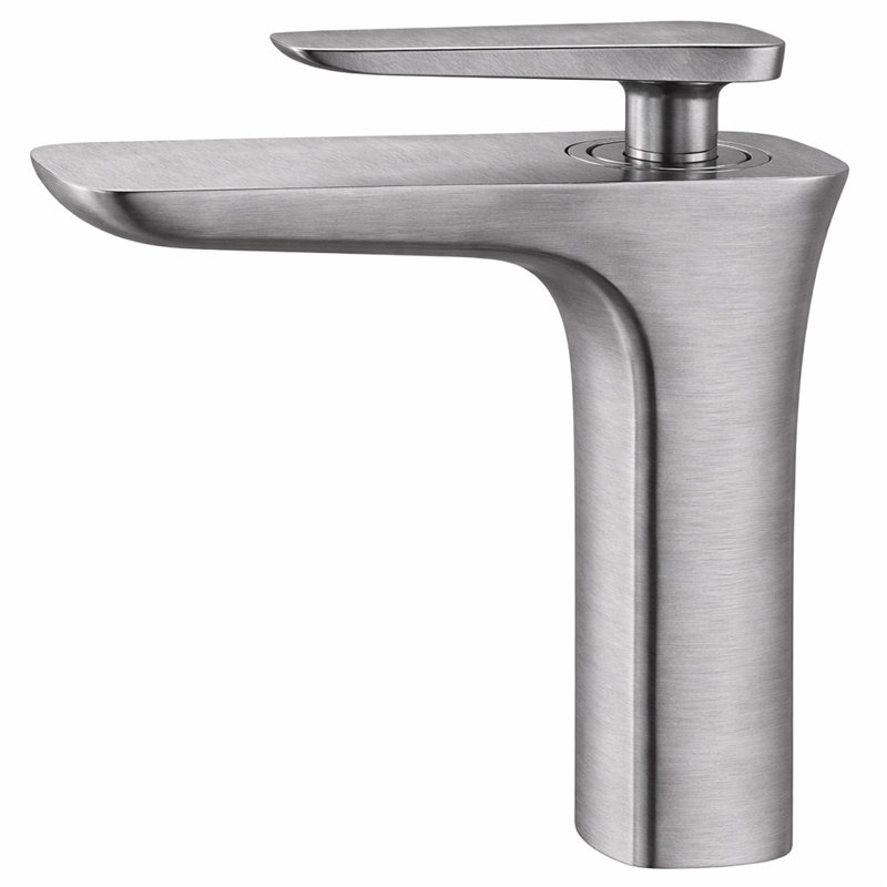 Robinet de lavabo à poignée simple à finition nickel brossé