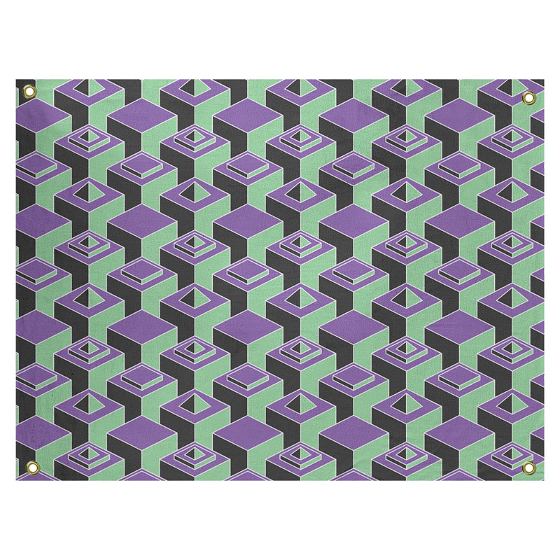 Tapisserie, H 50 po x l 59 po, Mauve/vert