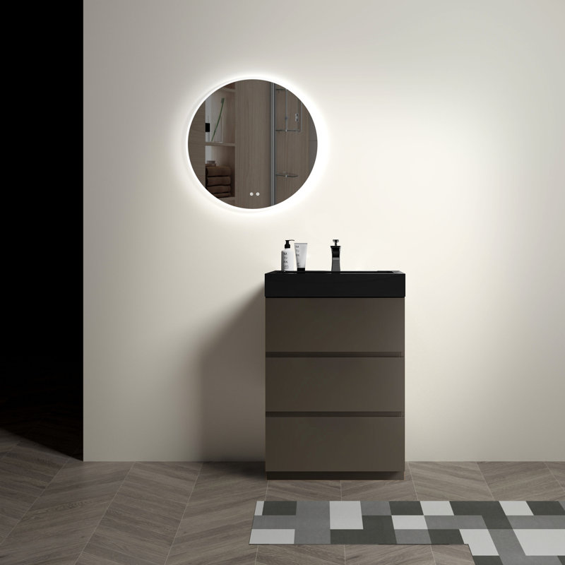 Meuble-lavabo 24 po avec évier, conception moderne, silencieux,