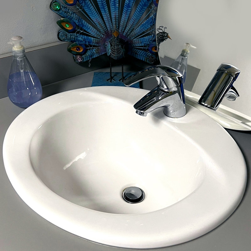 Nantucket Sinks Great Point 17.25'' White Vitreous China Oval Bathroom Sink with Overflow, Single Hole Faucet