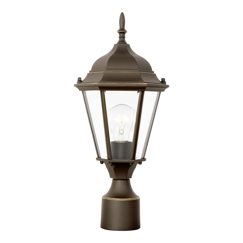 Bakersville One Light Outdoor Post Lantern from Generation Lighting , Black, Black/Frosted, No