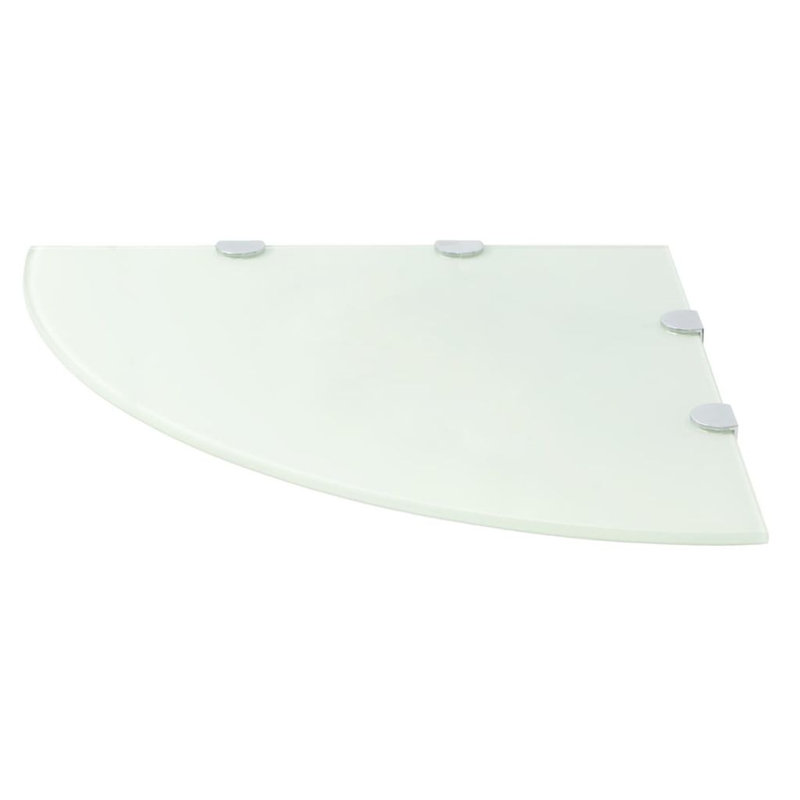 Brylee Glass Corner Shelf, 0.8cm H x 45cm W x 45cm D, White