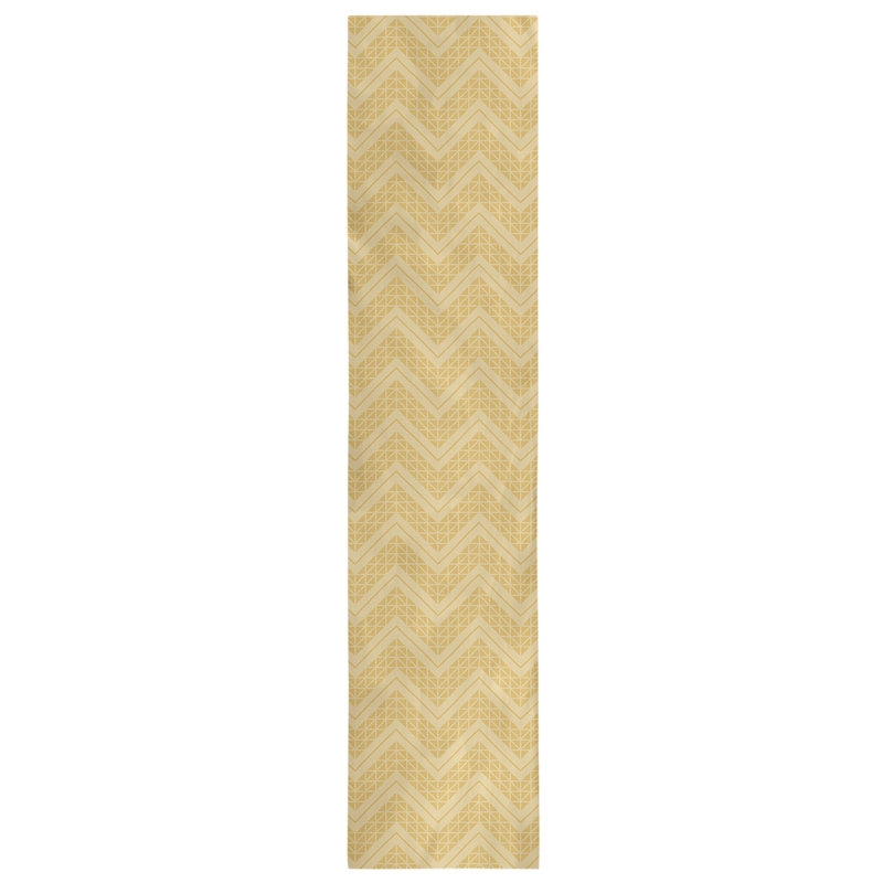 Stephenie Classic Hand Drawn Chevron Table Runner, 16" x 90", Dark Yellow