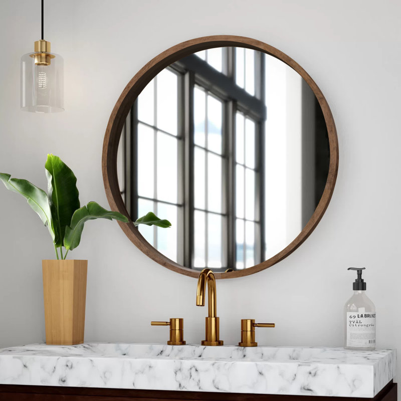 Loftis Solid Wood Mirror, Rustic Brown, 22" x 22"