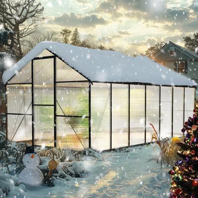 6 ft.W x 4 ft.D Walk-in Outdoor Greenhouse, Polycarbonate Garden House with Aluminum Frame, UV Protection, Roof Vent & Quick Install for Patio Backyard