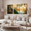 Ensemble de 3 tableaux sur toile « Paon dans un paradis tropical ».-126321919