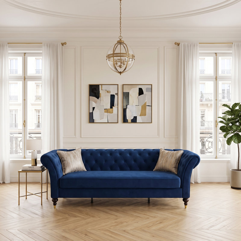 Canapé Chesterfield Modern, 88,5 po, noir