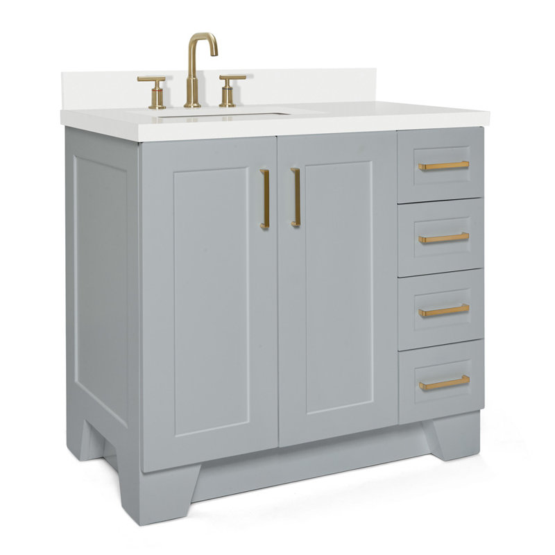 37 IN.  Single Bathroom Vanity, Gray, Left, Rectangular