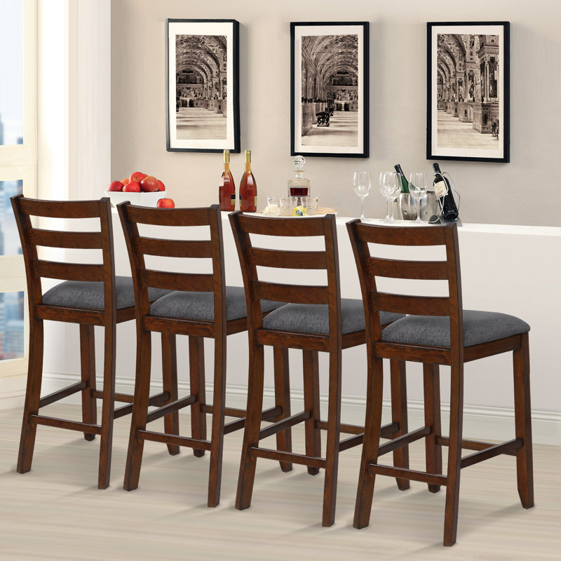 Japhet Upholstered Counter Stool with Solid Wood Frame, 4