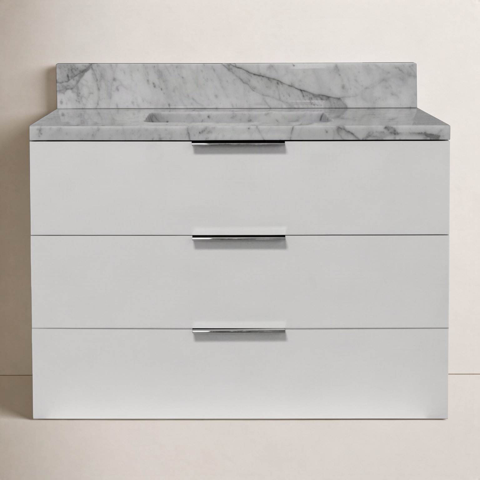 Mitchell 36'' Single Bathroom Vanity, Carrara Marble, White
