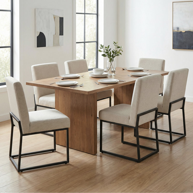 19.9" H Chenille Upholstered Side Chair (Set Of 6), 6, Cream Chenille