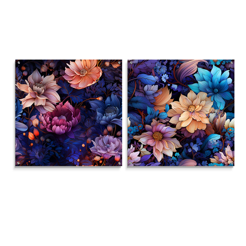 Orly - Ensemble de 2 art mural en verre acrylique, H 36 po x l 73 po