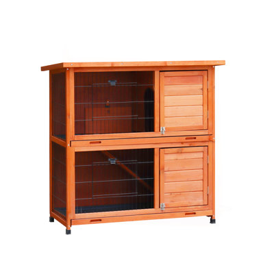 Cage à lapin pour l'extérieur, cage pour lapin à 2 étages pour l'intérieur, cage pour lapin avec 2 plateaux anti-fuites amovibles, cages pour animaux de compagnie avec rampe antidérapante, toit imperméable, clôture pour petits animaux