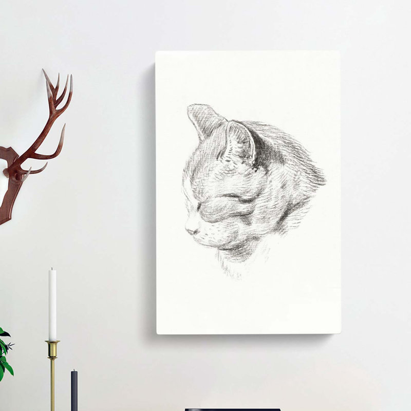 Sketch of a Cat by Jean Bernard - Wrapped Canvas Drawing - Wrapped Canvas, 76cm H x 50cm W x 3cm D