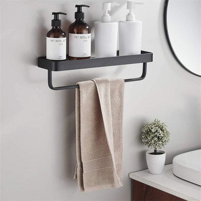 Glass Floating Shelf with Towel Bar