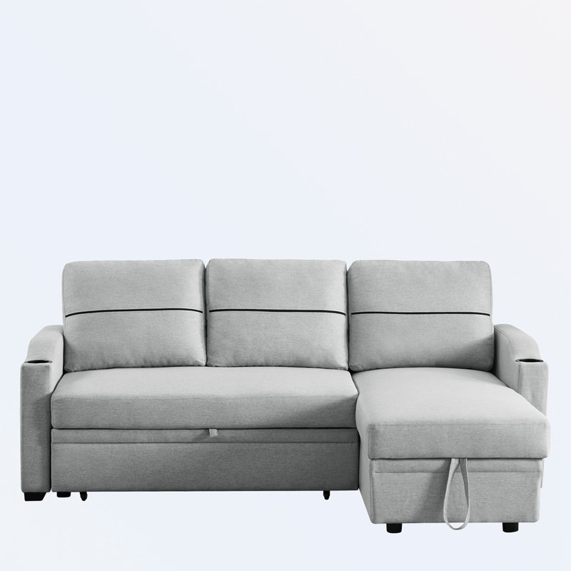 Canapé modulaire 2 pièces Kazuma, 100 % lin gris