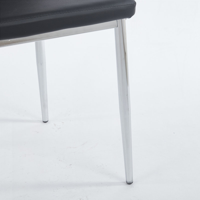 Chaise de salle à manger en cuir PU, chaises de cuisine modernes avec rembourrage doux, Noir