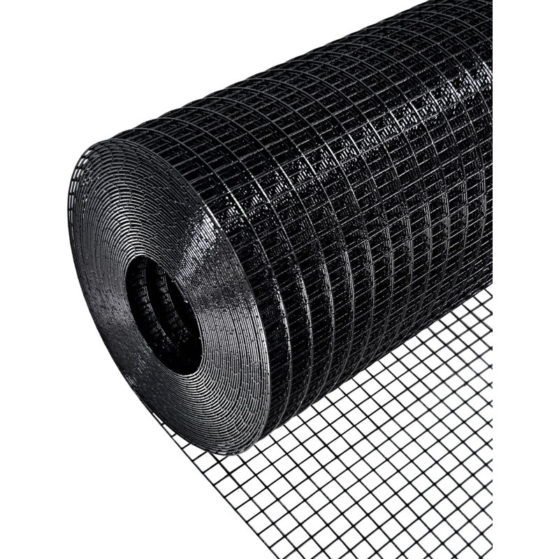Clôture grillagée en treillis soudé de 60 po x 100 pi en vinyle noir de calibre 19 po x 1/2 po x 1/2 po pour poulailler 1 pièce