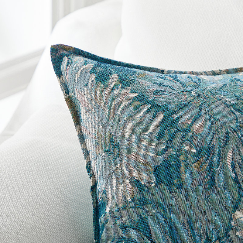 Floral Cotton Blend Throw Pillow, Blue, Pillow Cover Only - No Insert