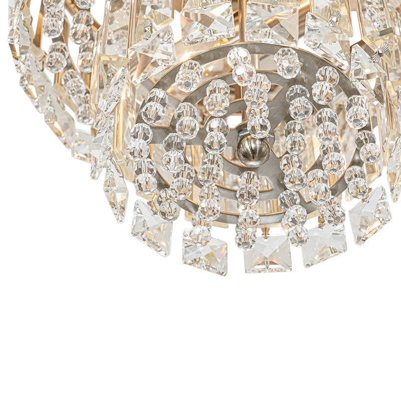  Plafonnier encastré en cristal 3 lumières, Trois lumières, H 9,1 po x l 9,8 po x P 9,8 po