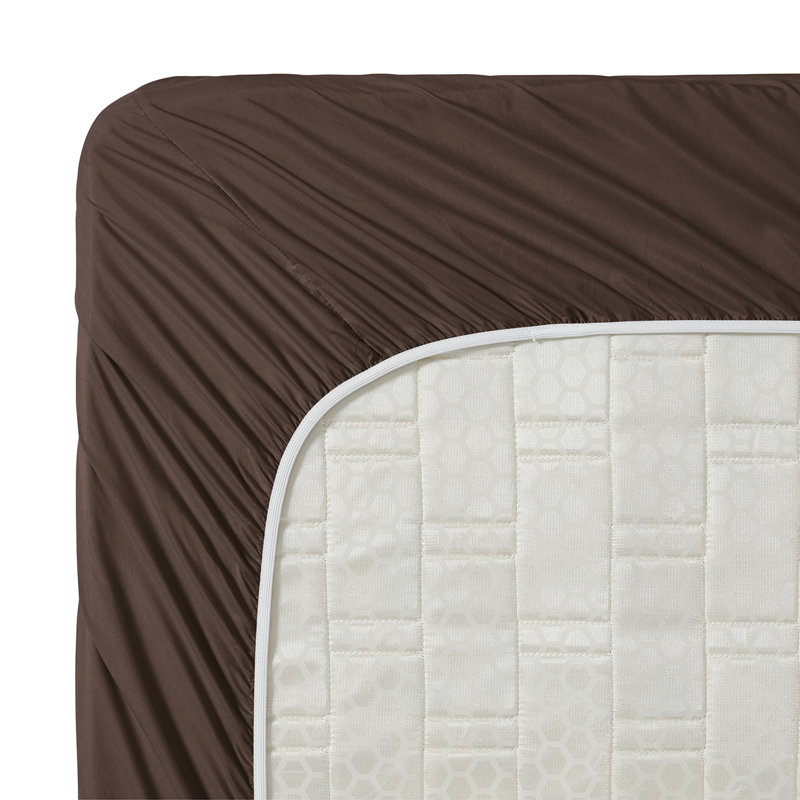 Soft Microfiber Fitted Sheets Moisture Wicking Fitted Bed Sheets Fits Up to 16" Deep Pocket, Twin, Brown