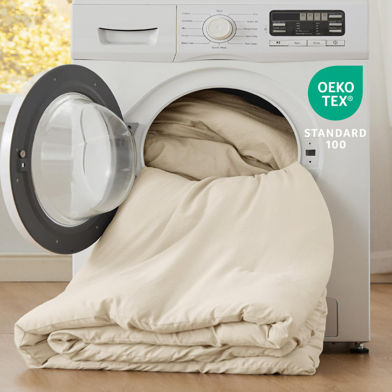 Bedsure Reversible Prewashed Comforter Set, Full Comforter + 2 Standard Pillowcases, Beige/White
