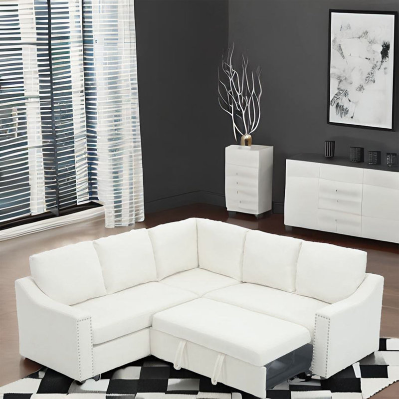 Idalmis 81.5'' Upholstered Sleeper Sofa, Beige Chenille