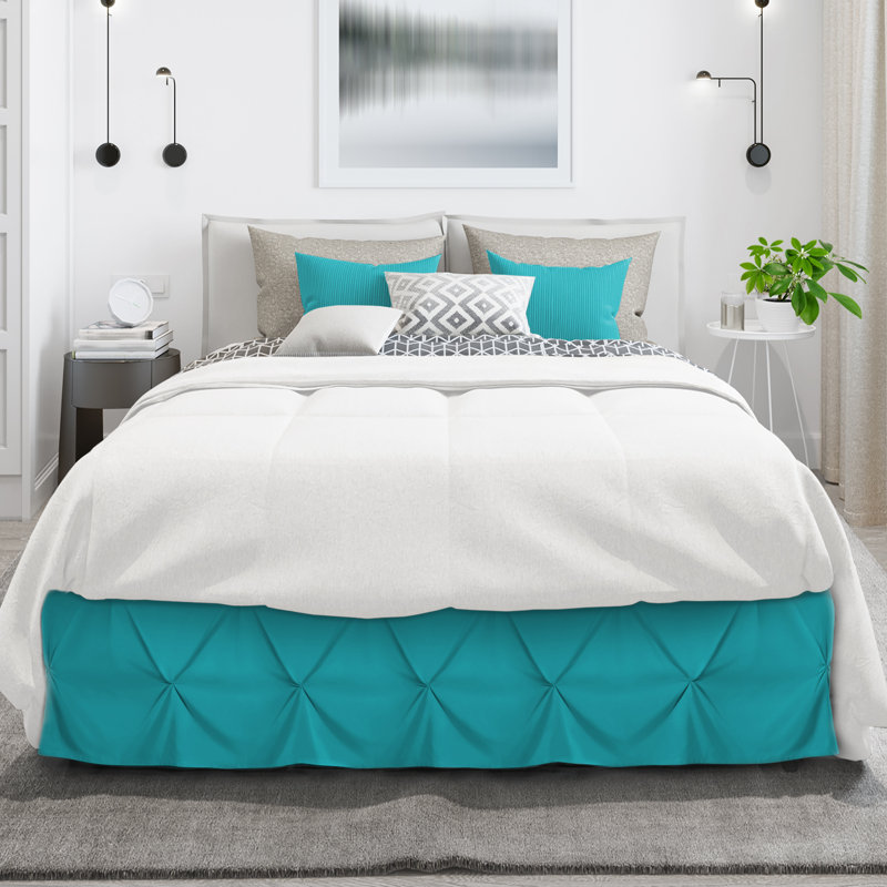 Jupe de lit 14 po , Bleu sarcelle, Double