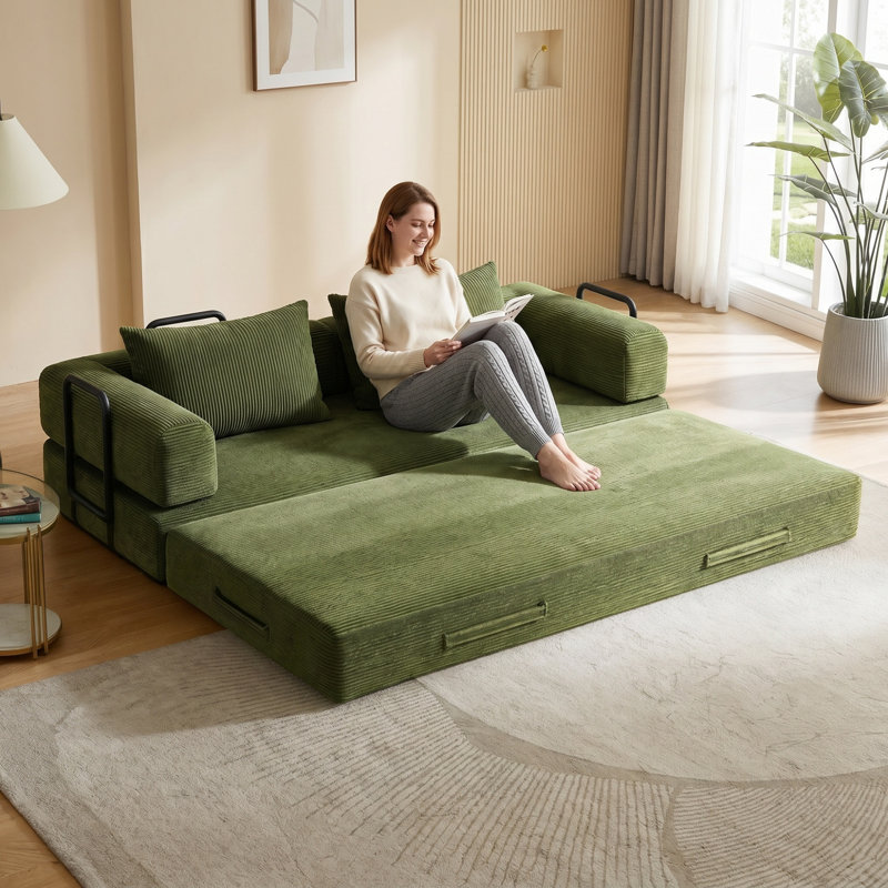 Convertible Sleeper Sofa Bed, Green